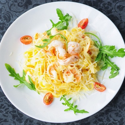 Паста Таглиателли с морепродуктами и креветками