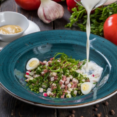 Окрошка с говядиной и индейкой