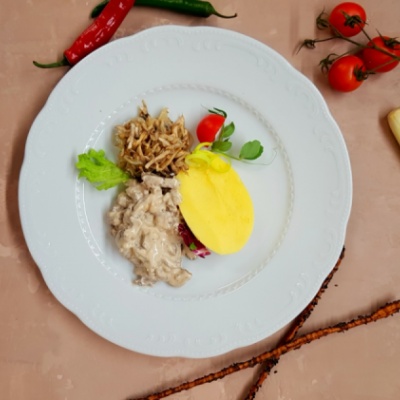 Бефстроганов с картофельным пюре