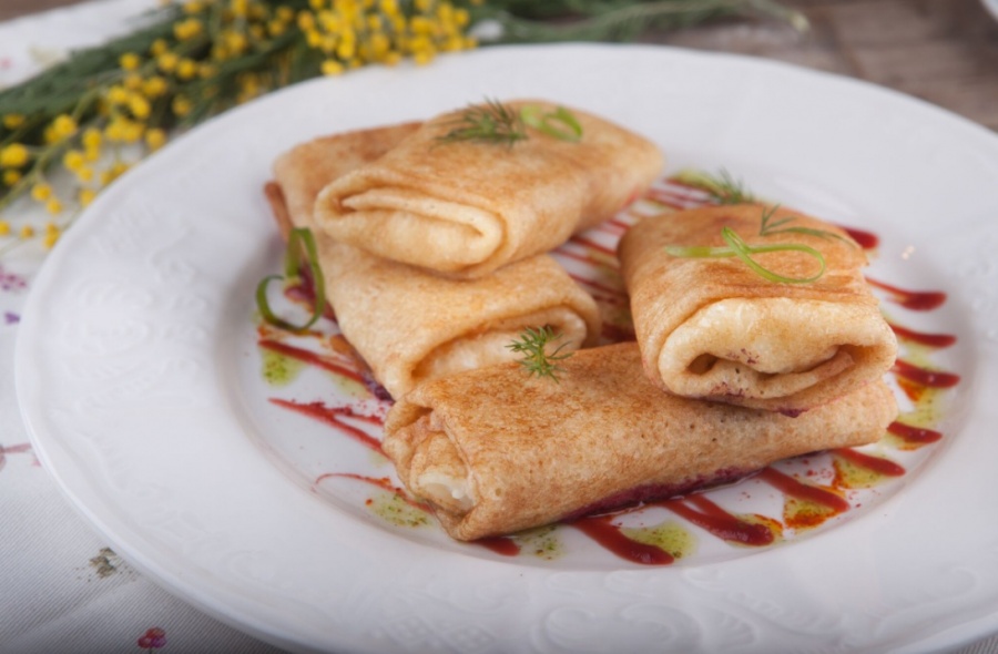 Блинчики с курицей и грибами