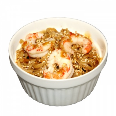 Wok с креветками и соусом