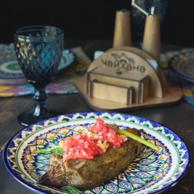 Печёный баклажан с сыром панир тикка