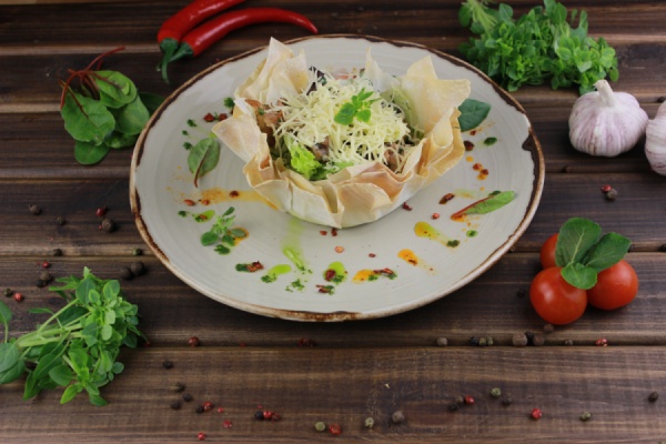 С беконом и грибами