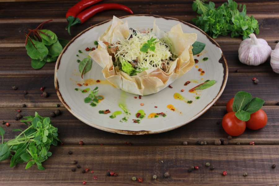 С беконом и грибами