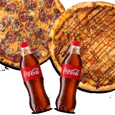 2 мясные пиццы + 2 колы
