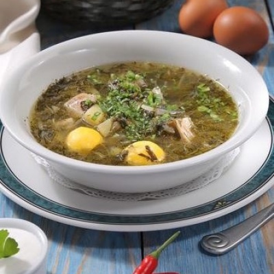 Борщ зеленый с индейкой