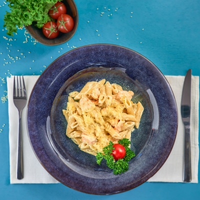 Пенне с морепродуктами в сливочном соусе