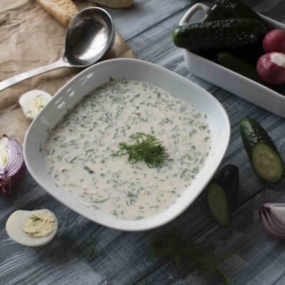 Окрошка с языком