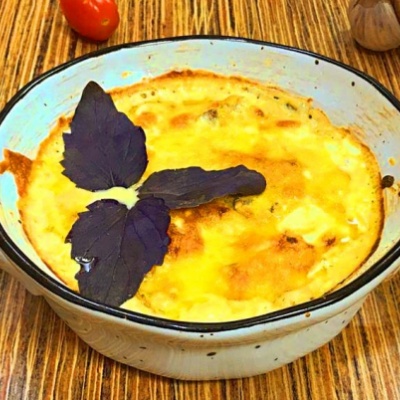 Картофель, грибы шампиньоны, брокколи и ветчина