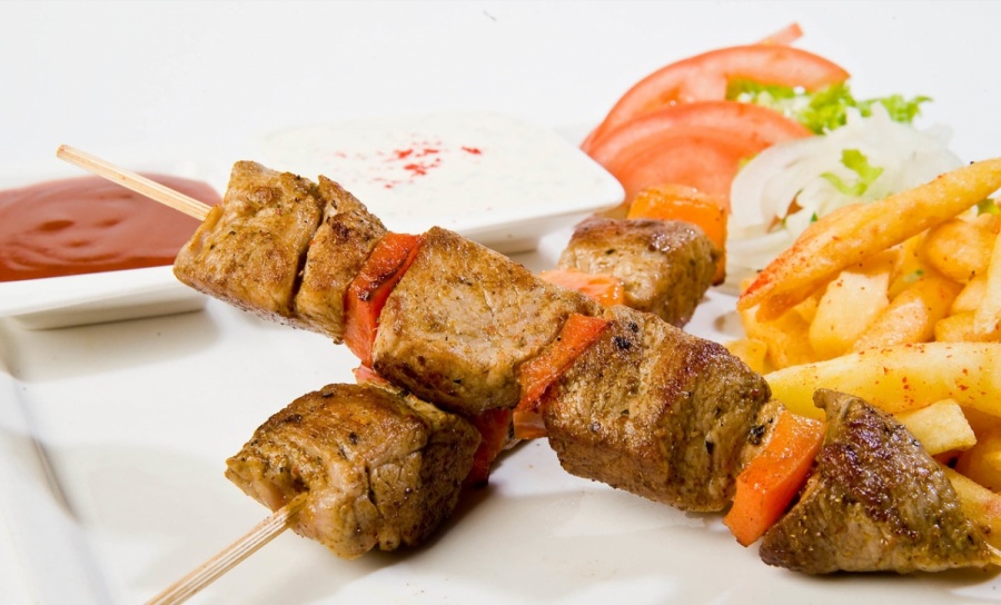 Шашлычок свинина с овощами