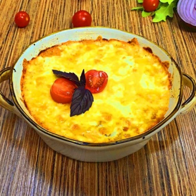 Картофель, помидоры и ветчина