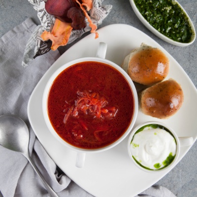 Борщ кубанский с пампушками