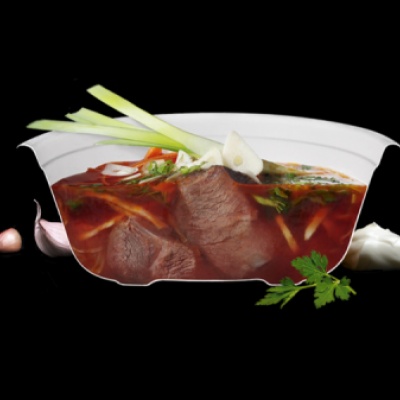 Борщ с говядиной и сметаной
