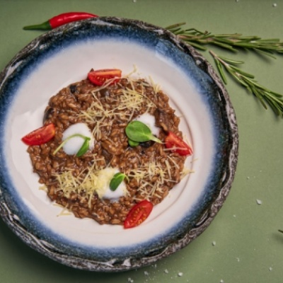 Ризотто с белыми грибами и трюфелюным маслом